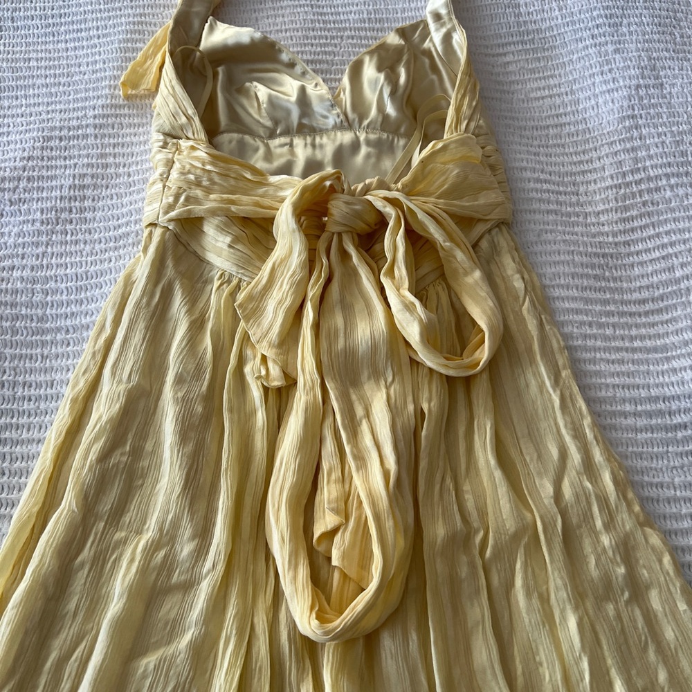 BCBGMaxAzria Yellow Lime Silk Dress - Size 6 - Picture 3 of 7